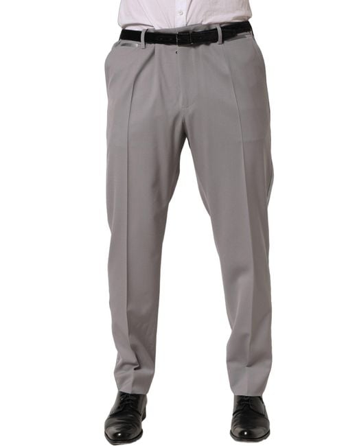 Dolce & Gabbana Gray Wool Tapered Men Dress Trouser Pants for men