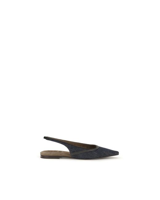 Brunello Cucinelli Multicolor Blue Cotton Ballet Flats