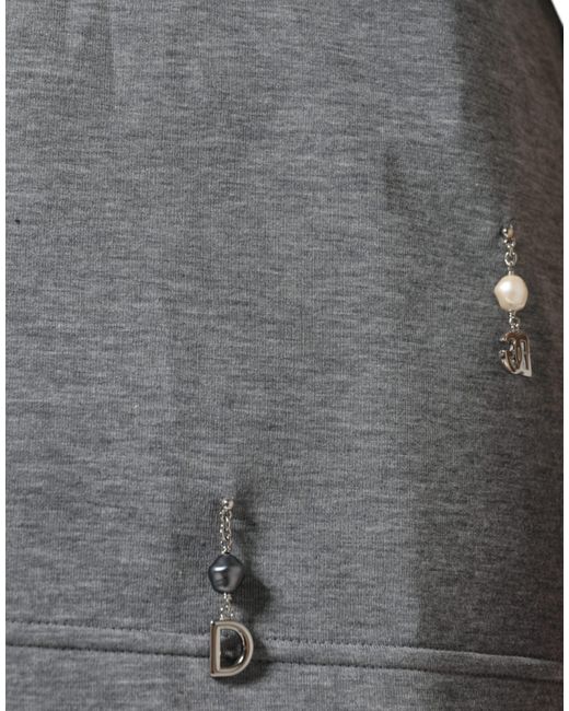 Dolce & Gabbana Gray Cotton Blend Embellished Tee T-Shirt