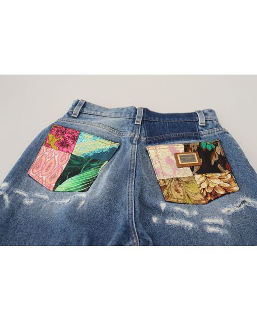 Dolce & Gabbana Blue Chic Tattered Denim Pant
