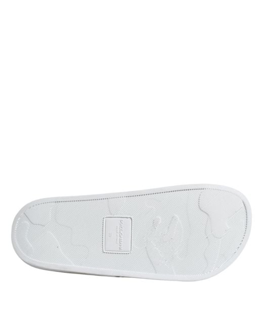 Dolce & Gabbana White Leather Slides Sandals Beachwear Shoes for men