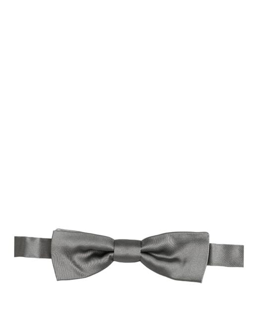 Dolce & Gabbana Gray Silk Bow Tie for men