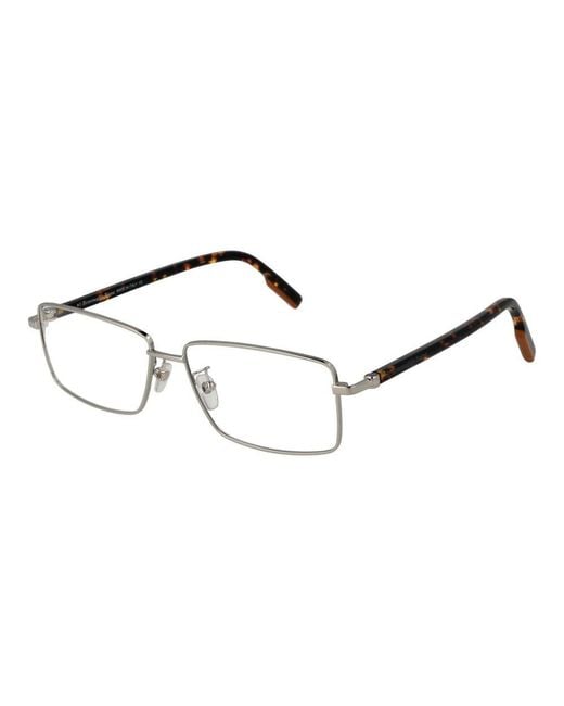 Zegna Metallic Silver Metal Glasses (frames) for men