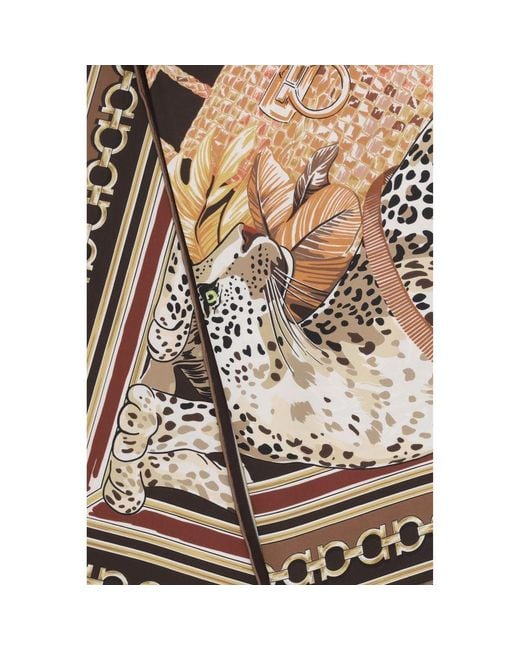 Ferragamo Brown Multicolor Silk Foulard