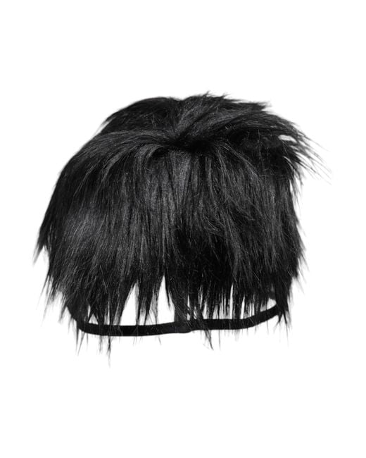 Dolce & Gabbana Black Faux Fur Bucket Hat for men