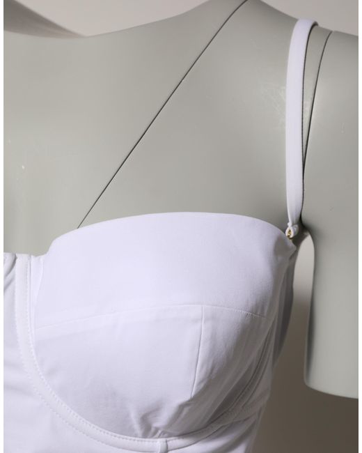 Dolce & Gabbana Gray White Padded Balconette One Piece Swimwear