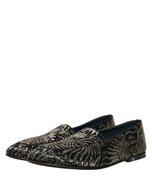 Dolce & Gabbana Black Silver Embellished Dress Loafers Shoes for men