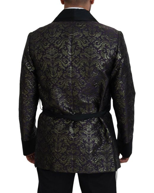 Dolce & Gabbana Black Baroque Jacquard Wrap Jacket for men