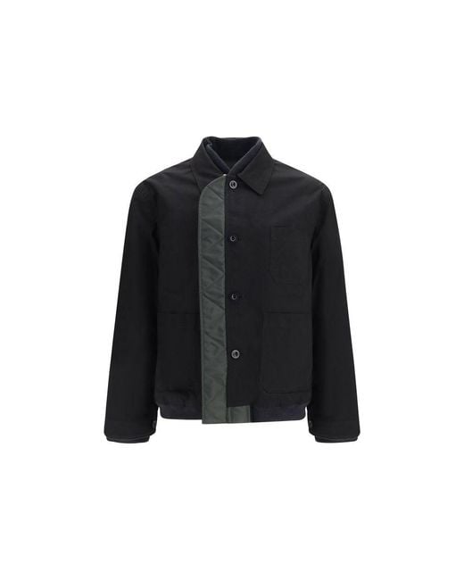 Sacai Black Nylon Bomber for men
