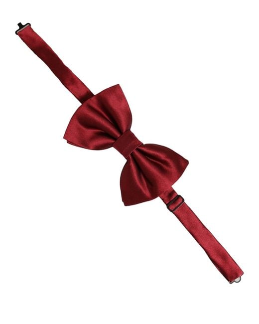 Dolce & Gabbana Men Red 100% Silk Adjustable Neck Papillon Bow Tie for men