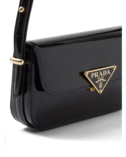 Prada Black Logo-plaque Leather Shoulder Bag