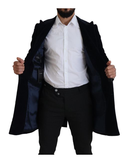 Dolce & Gabbana Black Cotton Cardigan Long Coat Jacket for men