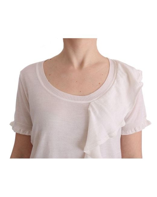Marghi Ló Gray White 100% Lana Wool Top Blouse T