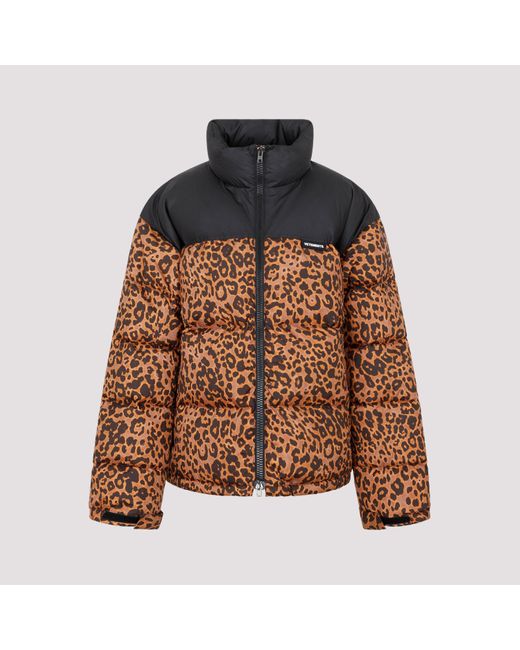 Vetements Brown Leopard Logo Puffer Jacket