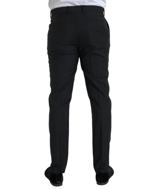 Dolce & Gabbana Black Wool Skinny Dress Pants for men
