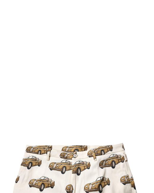 Dolce & Gabbana Multicolor Off White Cars Cotton Skinny Men Denim Jeans for men
