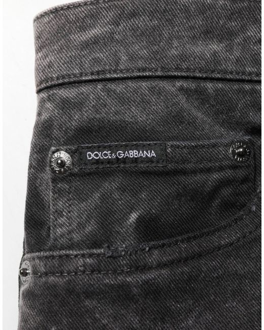 Dolce & Gabbana Black Cotton Mid Waist Denim Men Bermuda Short for men