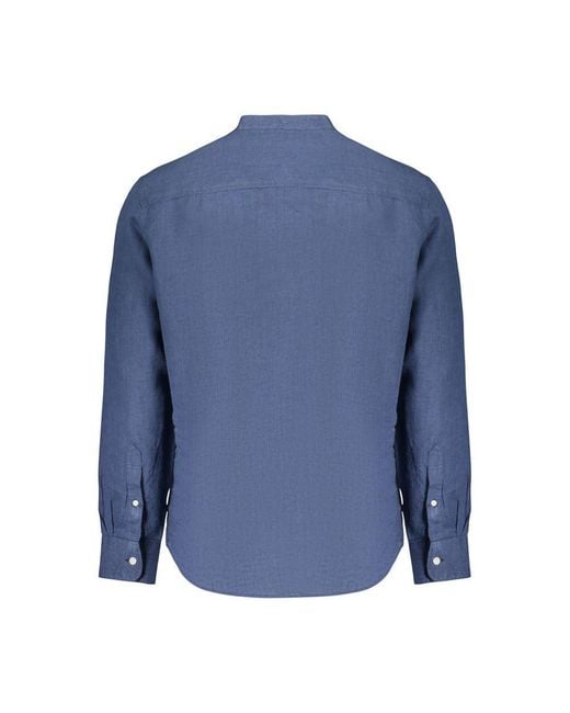 North Sails Blue Linen Mens Shirt for men