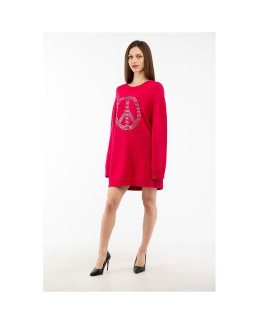 Moschino Red Fuchsia Wool Casual Dress