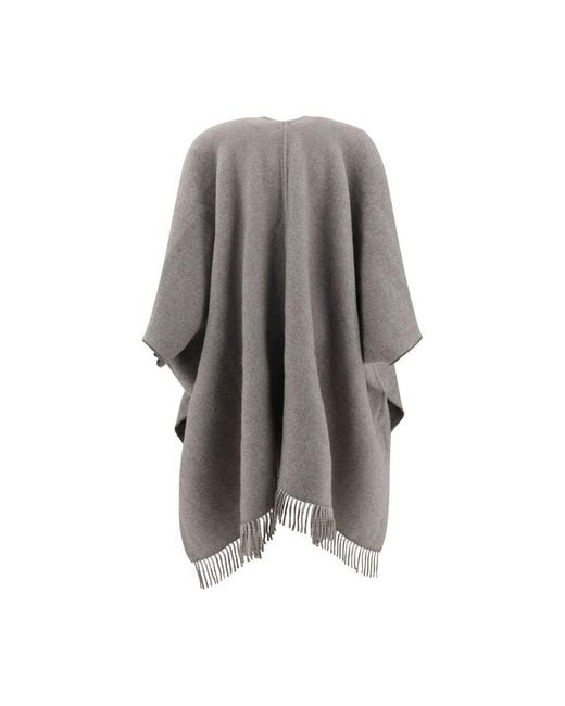 Brunello Cucinelli Gray Reversible Poncho