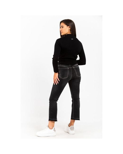 Gas Black Gray Cotton Cropped Jeans