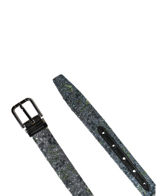 Dolce & Gabbana Multicolor Sequin Metal Buckle Belt Cotton Pe Polyester Calf for men