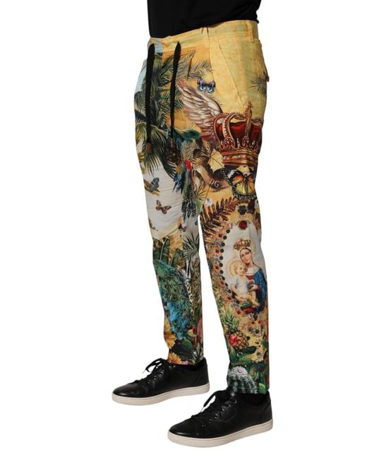 Dolce & Gabbana Black Multicolor Tropical King Lounge Trouser Pants for men