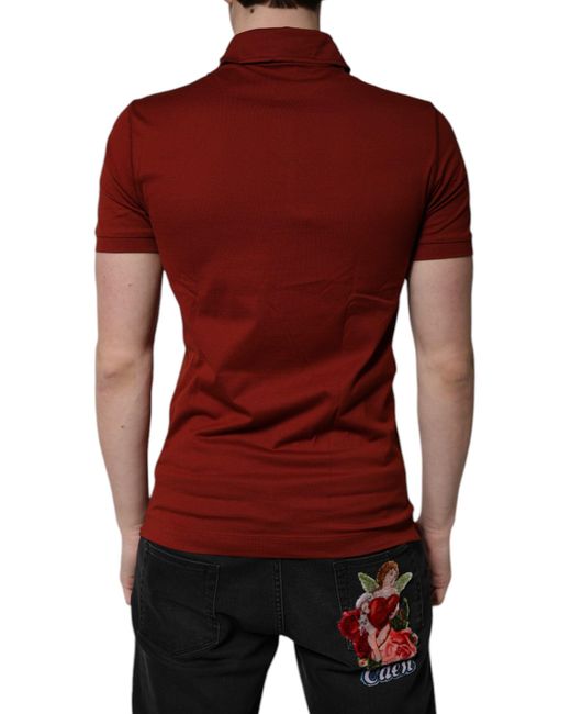 Dolce & Gabbana Red Cotton Dg Logo Collared Men Polo T for men