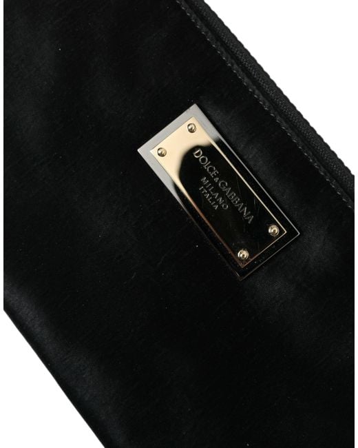 Dolce & Gabbana Black Chic Nylon-Leather Designer Pouch