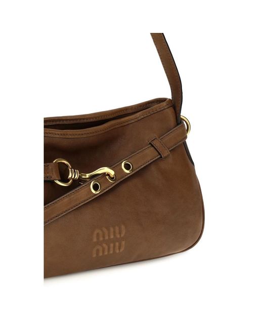 Miu Miu Brown Lamb Ovis Aries Aries Shoulder Bag