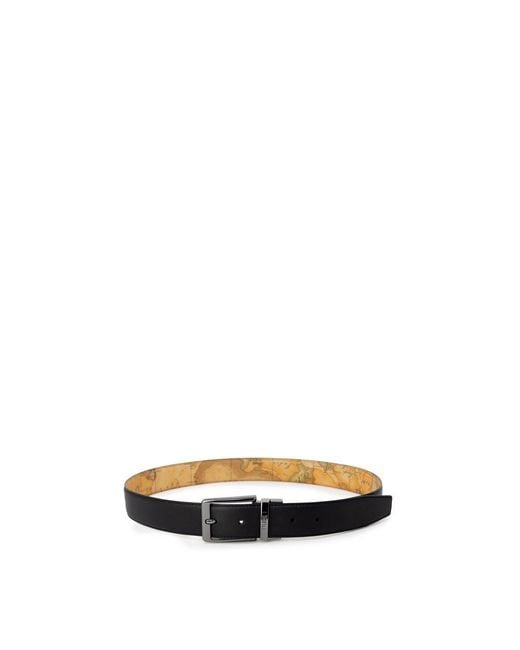 Alviero Martini 1A Classe Yellow Black Leather Regular Belt for men
