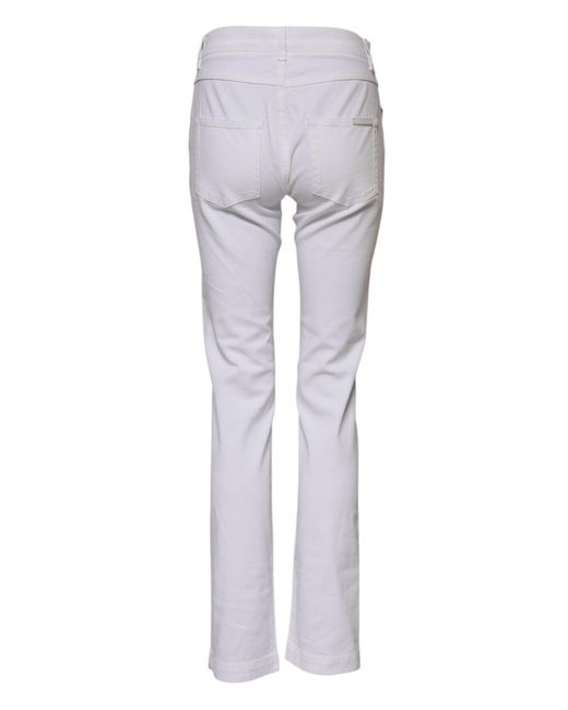 Dolce & Gabbana Gray White Floral Embroidery Girly Denim Jeans for men