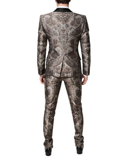 Dolce & Gabbana Black Multicolor Jacquard Single Breasted 3 Piece Suit for men