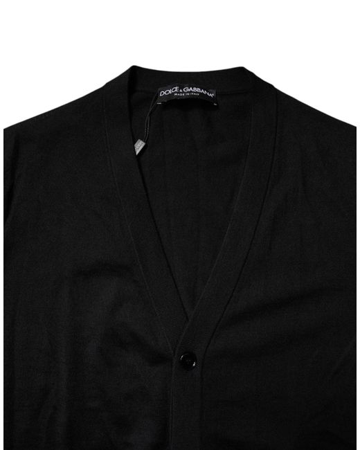 Dolce & Gabbana Black Cashmere Button Down Cardigan Sweater for men