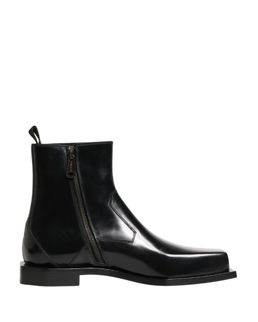 Dolce & Gabbana Black Leather Zip Closure Ankle Boots Shoes for men