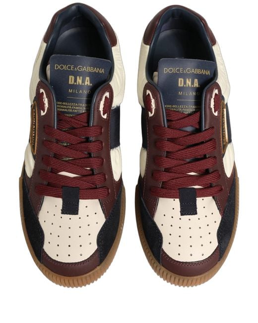 Dolce & Gabbana Red Multicolor Leather Miami Low Top Men Sneakers Shoes for men