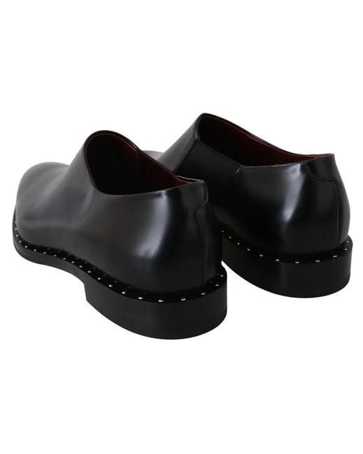 Dolce & Gabbana Black Leather Dress Formal Loafers Shoes for men