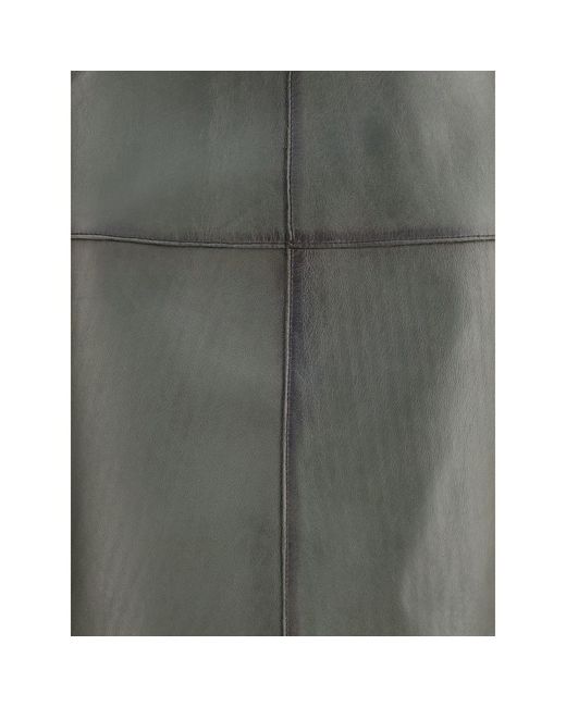P.A.R.O.S.H. Gray Leather Pencil Skirt