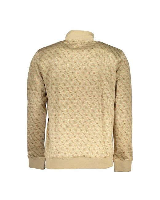Guess Natural Long Sleeve Zip Sweatshirt With Contrast Details for men