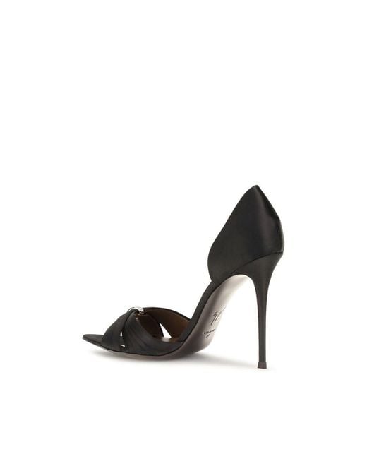 Giuseppe Zanotti Black Satin Stiletto Heel Sandals