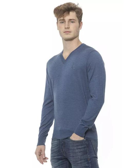 Billionaire Italian Couture Blue Cashmere Sweater for men