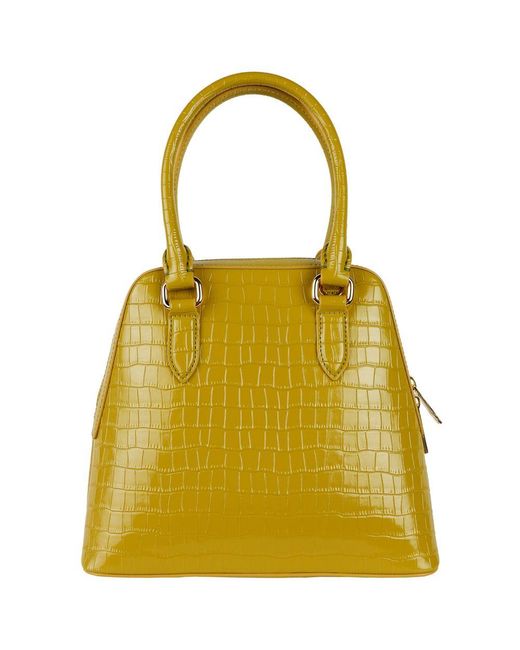 Baldinini Yellow Green Leather Di Calfskin Handbag