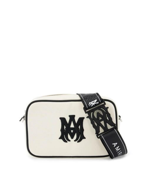 Amiri Black Mini Canvas Crossbody Camera Handbag With Adjustable Strap for men