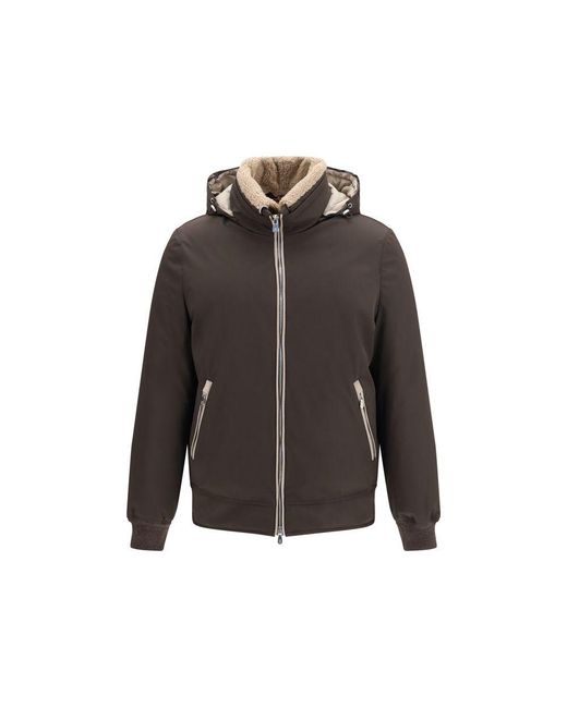 Brunello Cucinelli Gray Brown Polyamide Shell Jacket for men