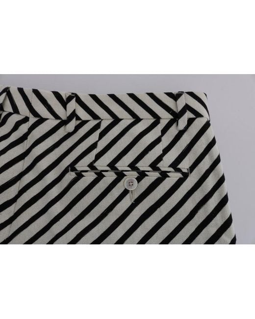 Dolce & Gabbana Black Striped Hemp Casual Shorts for men