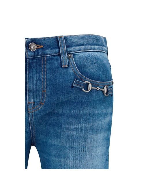 Gucci Blue Cotton Flared Jeans