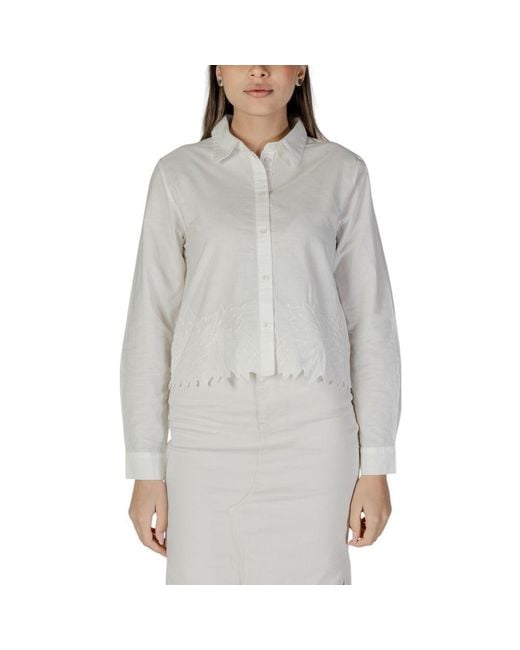 Jacqueline De Yong Gray Cotton Shirt
