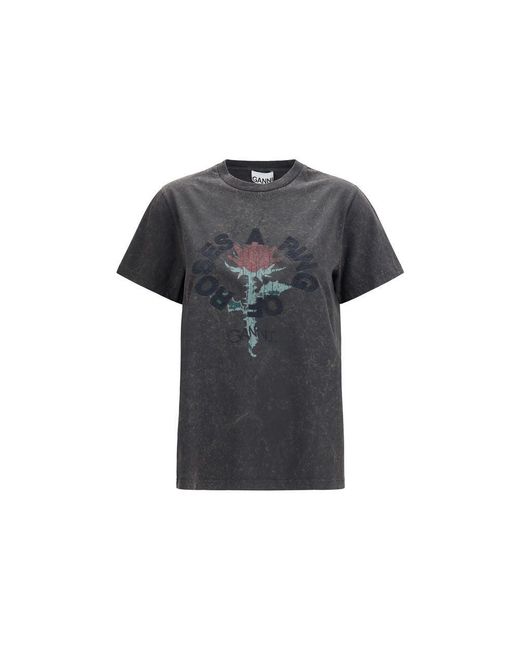 Ganni Black Gray Cotton T