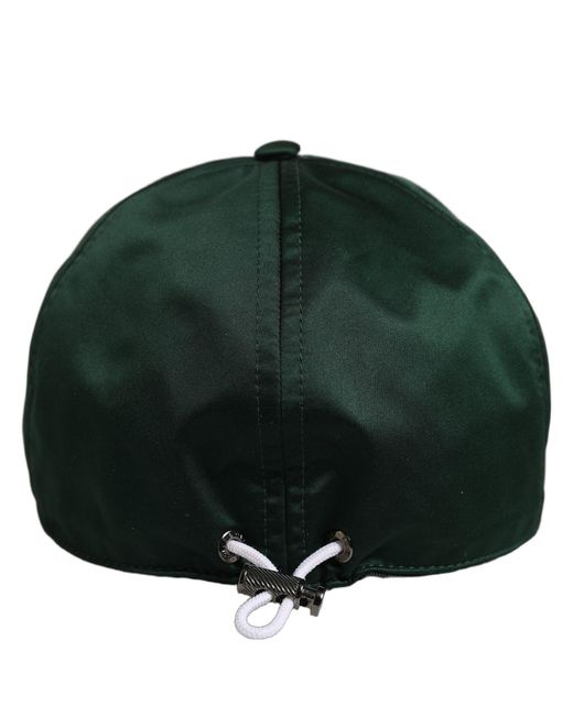 Dolce & Gabbana Black Men Deep Green Cotton Baseball Cap 6 Panels Hat for men