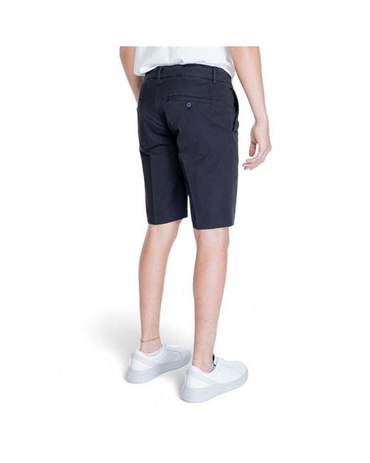 Antony Morato Blue Black Cotton Bermuda Shorts for men